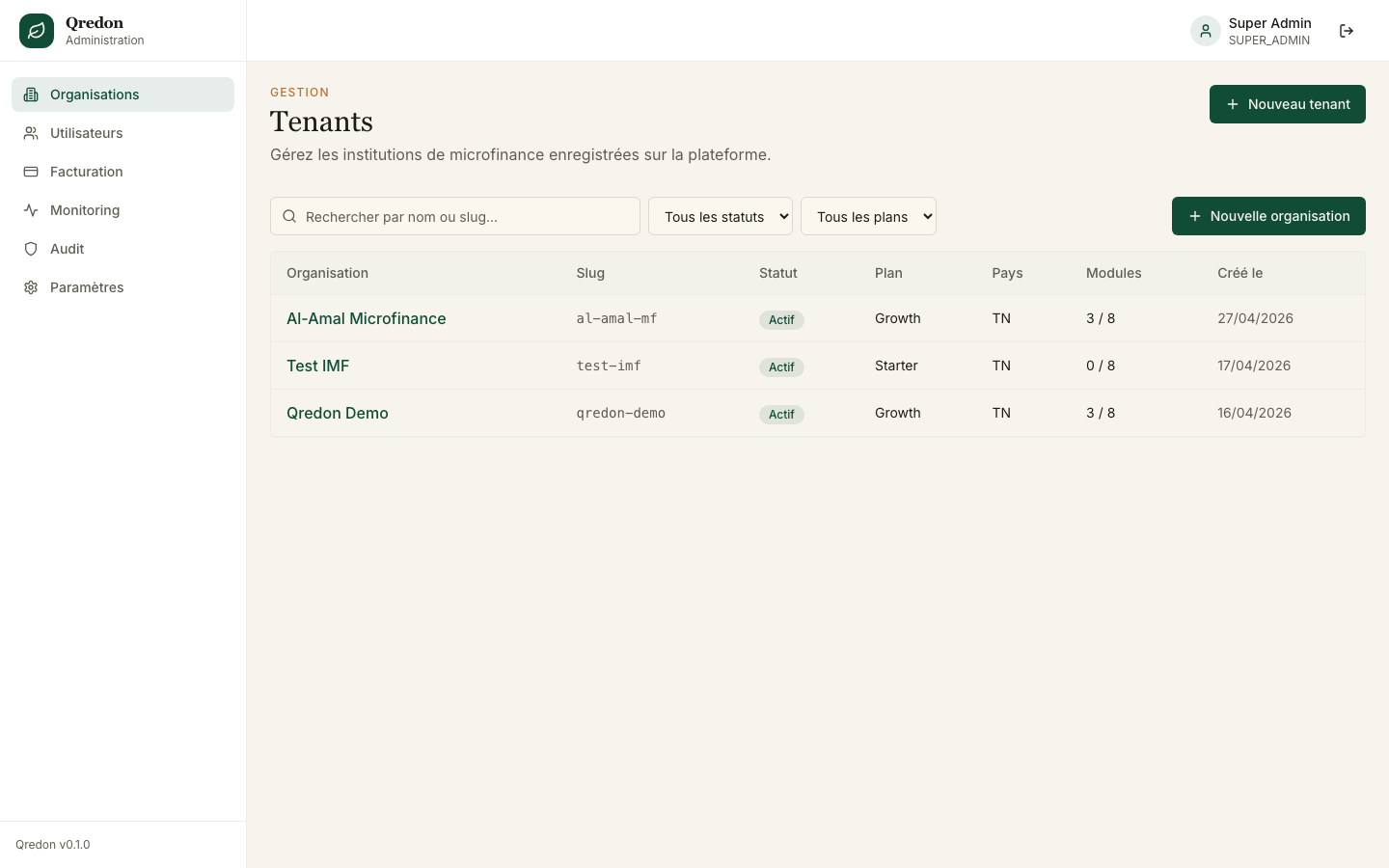 Liste tenants