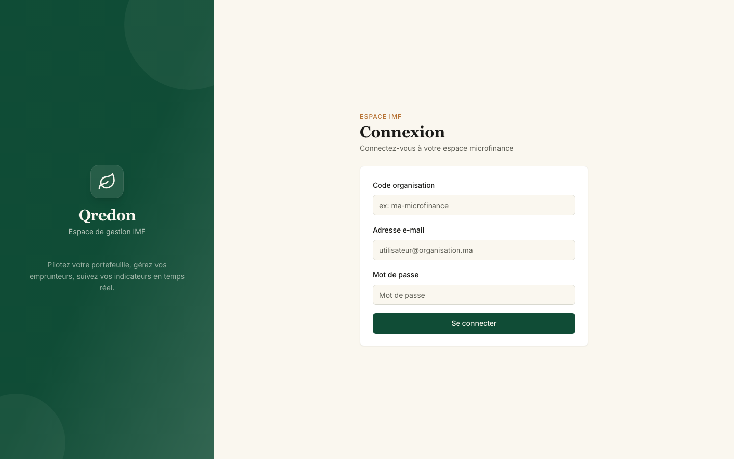 Page de connexion IMF