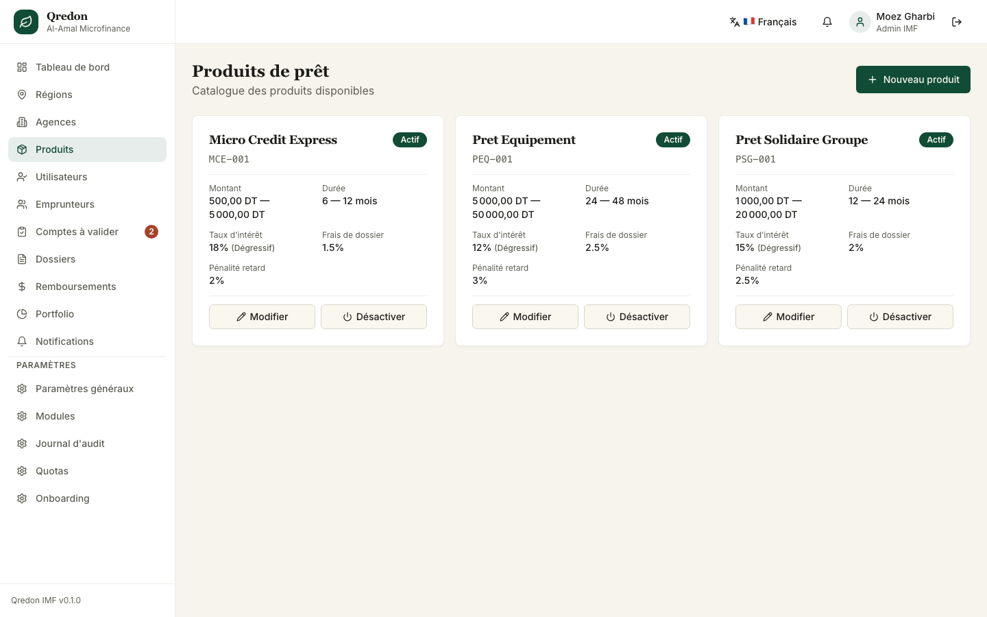 Liste produits