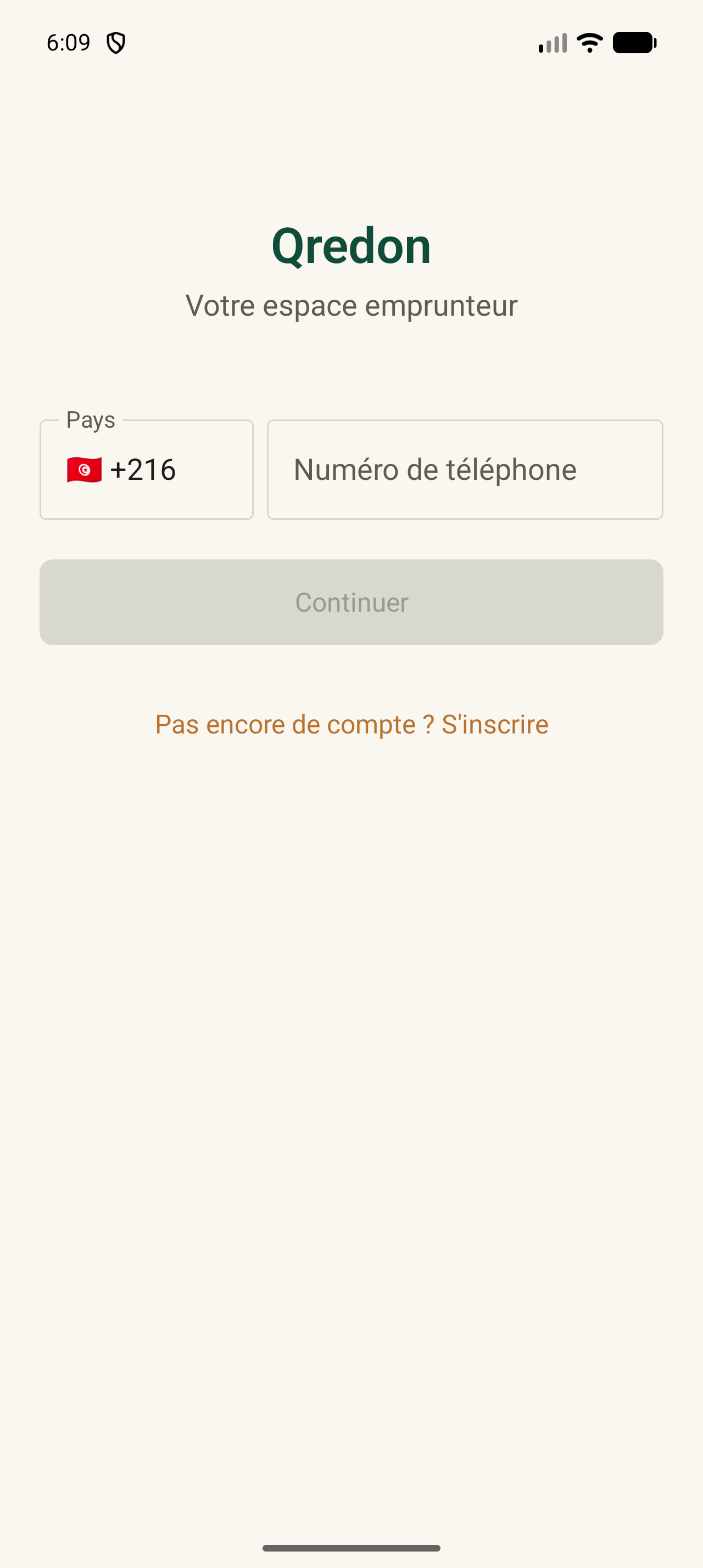 Écran de connexion vide