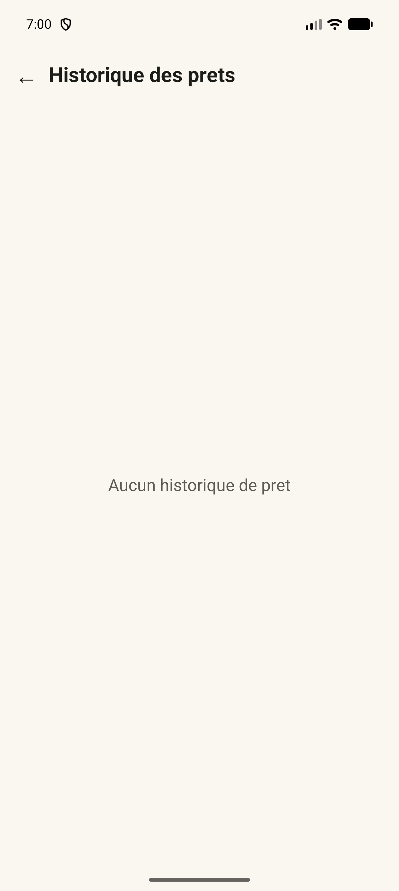 Historique vide