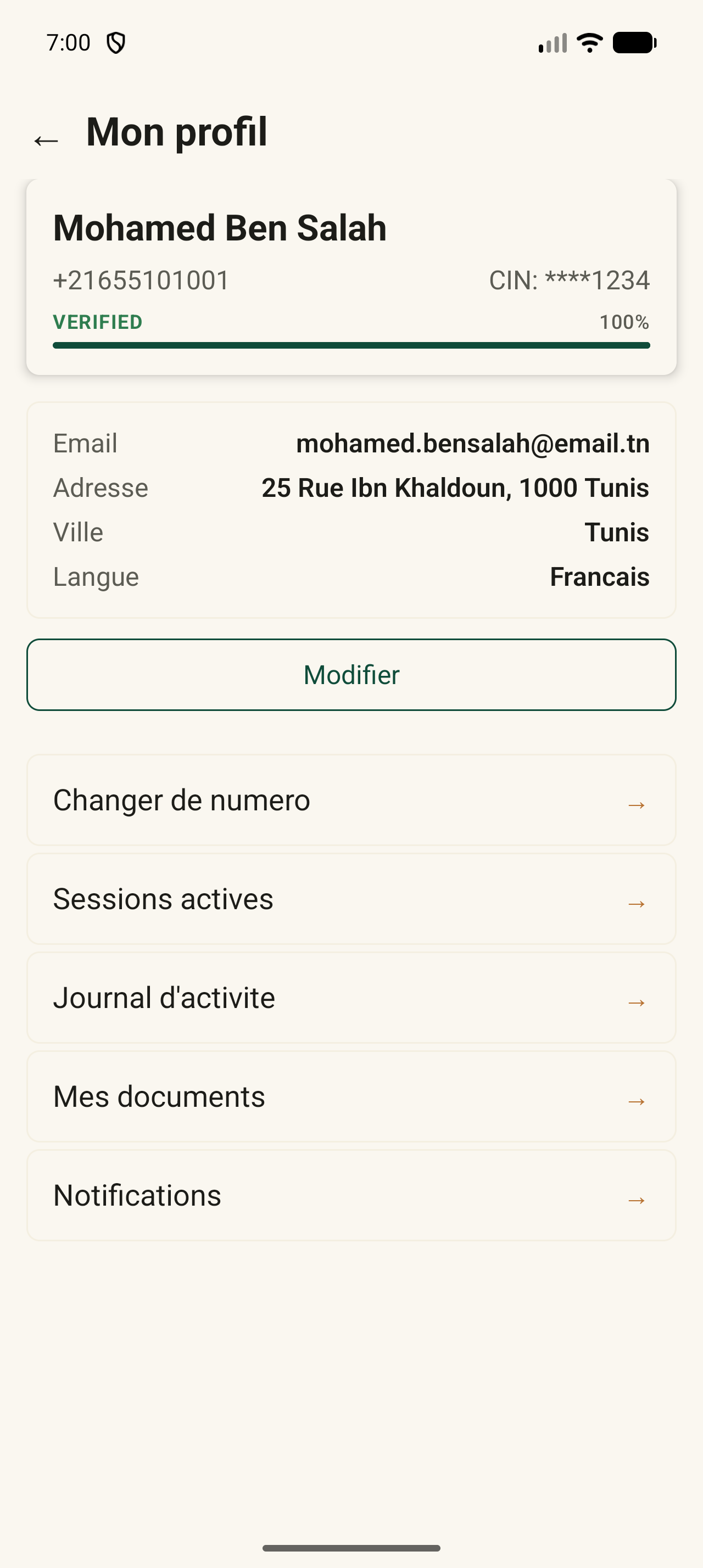 Mon profil