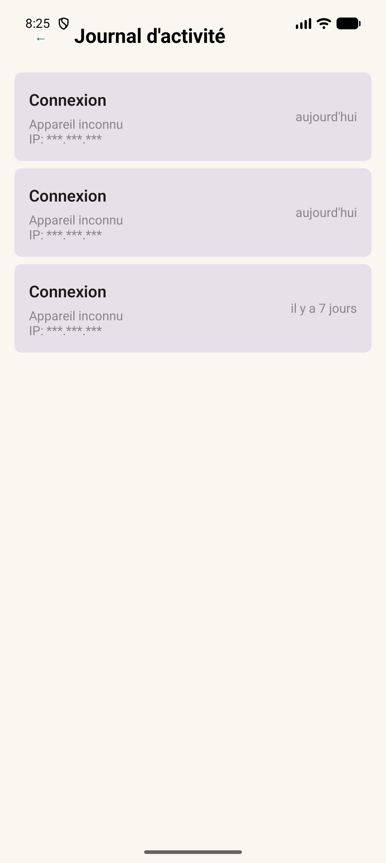 Journal d'activité